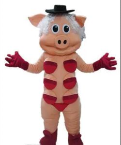 2022 Good Vision Hot Vision et bonne ventilation Un costume de mascotte de porc avec un chapeau noir pour l'adulte à porter