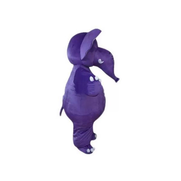 2022 fábrica caliente nuevos disfraces de mascota de elefante púrpura personaje de dibujos animados adulto