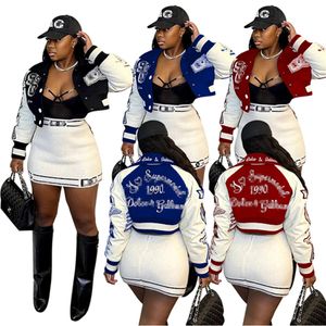 2022 Automne Hiver Femmes Designer Sweats à capuche Baseball Uniforme Sweatshirts à manches longues Veste courte Lettre Imprimer Manteau Mode Patchwork K492