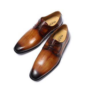 2022 Zapatos Derby de la marca famosa Menora Primavera Autumn Autumn Genuine Leather Handsade Dress Shoes for Men Office Work Zapatos formales de encaje