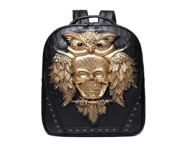 2022 Fashion 3d búho en estampado en relieve bolsas de mochila para hombres bolsas de viaje de origen único para mujeres bolsas personalidad rock cool portátil hand3464133