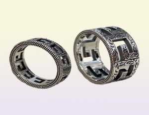 2022 Mode Band Ringen Vintage Grote Muur Patroon Designer Trendy 925 Zilveren Ring voor Vrouwen Trouwringen Mannen Sieraden7925430
