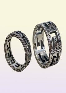 2022 Fashion Band Rings Vintage Great Wall Pattern Designer Trendy 925 Silver Ring For Women Wedding Rings Men Sieraden6576642