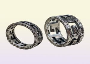 2022 Fashion Band Rings Vintage Great Wall Pattern Designer Trendy 925 Silver Ring For Women Wedding Rings Men Jewelry1406875