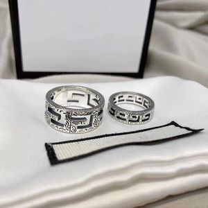 2022 Fashion Band Ringen Vintage Grote Muur Patroon Designer Trendy 925 Zilveren Ring Voor Vrouwen Trouwringen Mannen Sieraden