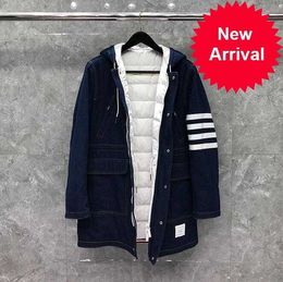 2022 Fashion Brand Coats Men Patchwork Long Denim grueso grueso Invierno Capeta Invierno Down Chaqueta