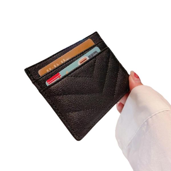 2022 mode porte-cartes caviar femme mini portefeuille Designer cuir couleur pure Pebble texture luxe portefeuille noir Y2210002