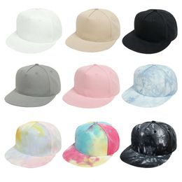 2022 Fashion Children Hip-Hop Kids Boys Girls Solid Color/Tie-Dye Baseball Caps Toddler Outdoor Flat Brim Trend Hats L2405