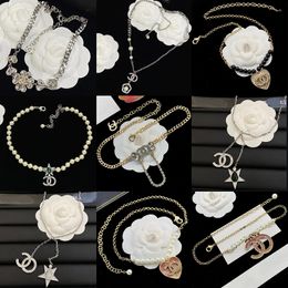 Luxe sprankelende kristallen CC ketting Modieuze natuurlijke parel ketting voor vrouwen Merk Klassieke Designer Ketting Bruiloft Sieraden Cadeau