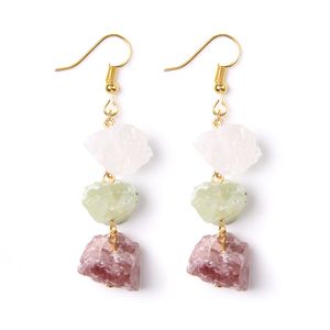 Boucles d'oreilles en pierres de Quartz minérales brutes, cristal, pendantes, irrégulières, naturelles, Reiki, pierre de guérison, à la mode, 2022