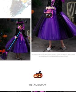 2022 Mode Halloween Fille Robes Assistant Costume Enfants Luminescent Cos Noël Classique Sorcière Princesse Robe Enfants Vêtements
