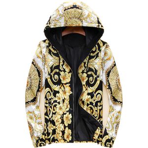 Chaqueta cortavientos con capucha de lujo para hombre Chaquetas de manga larga para hombre Chaqueta con estampado de rosas Ropa Cremallera Patrón de letras Tallas grandes Abrigo informal para hombre M-3XL