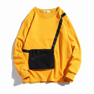 2022 mode grote zakken mannen truien herfst los mannelijke hoody heren streetwear sweatshirt tops abz609 l220725