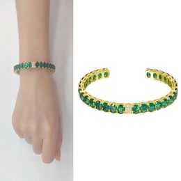 2022 Fashionliefhebbers armbanden sieraden vrouwen bangle koperen paar mode full cz groene kristallen manchetbanden Afrikaanse Dubai Designer op maat op handen voor vrouwelijke meisjes