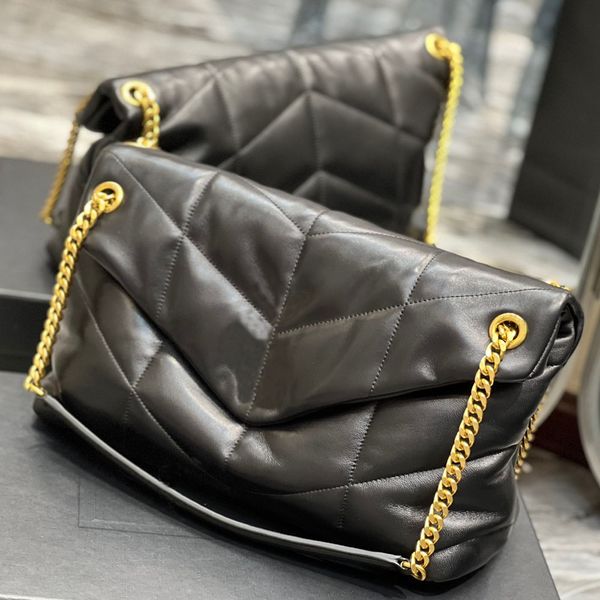 Toutes les tailles Black Pures Designers Sacs à bandoulière Designer de luxe LOULOU Puffer Femmes Hobo Sac en peau d'agneau avec chaîne en or Dames Épaule Messenger Sac à main Sac à main