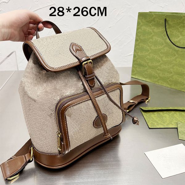 2022 Mode Hommes Sac à dos Lettre classique Sacs à dos imprimés Sac de voyage à loquet rayé 28 * 26cm Sac d'école élégant Sac de créateur Sacs seau