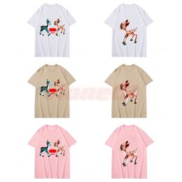 2022 Mode Mens Designer T-shirt Hoge kwaliteit Womens Sika Deer Print T-shirts Korte mouw Ronde hals Katoenen Tees Aziatische Maat M-2XL