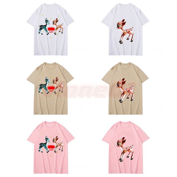 2022 Mode Hommes Designer T-shirt Haute Qualité Femmes Sika Deer Imprimer T-shirts À Manches Courtes Col Rond Coton Tees Taille Asiatique M-2XL