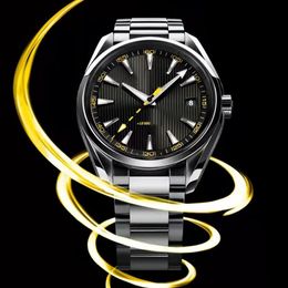2022 Moda para hombre Reloj de lujo Hora mundial James Bond 007 Hombres Relojes automáticos Gauss Movimiento mecánico Reloj Skyfall para hombres Stee255n