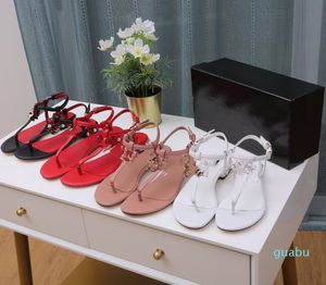 Mode nieuwe luxe vrouwen glijdt kristallen kalf leer gewatteerd platform sandalen schoenen ontwerper sapatos plat sandalieën maat 35-43