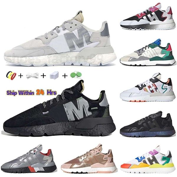 2022 Fashion Nite Jogger Runnng Shops Sports For Mens Womens Agregar NMD Pride Core Black II Collegiate Silver Metallic Pink Metallic Blue 3m Trains de tenis blanco Sneakers