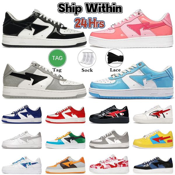 Diseñador Sta Zapatos casuales SK8 Bajo Charol Tiburón Negro Blanco Azul Rosa Gris Naranja ABC Camo Hombres al aire libre Mujeres Deportes Zapatillas deportivas Entrenadores EE. UU. 11 Tamaño 36-45