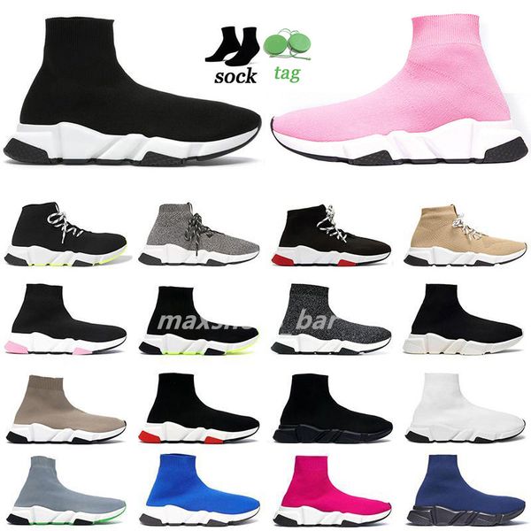 2022 Zapatillas de deporte de calcetín de moda para mujer para hombre Zapatillas de running informales Beige Negro Rojo Volt Clearsole Tripler etoile Zapatillas de deporte vintage Botas de diseñador tamaño 36-45 m8