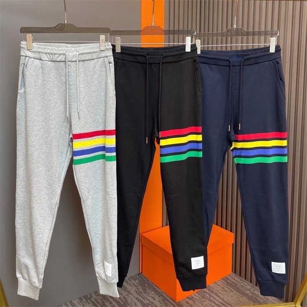 2022 Mode Tb Thom Hommes Shorts Marque Pantalons De Survêtement Hommes Printemps Automne Pur Coton Casual Pantalon De Sport Lâche Rayures Hommes Jogger Pantalon De Survêtement