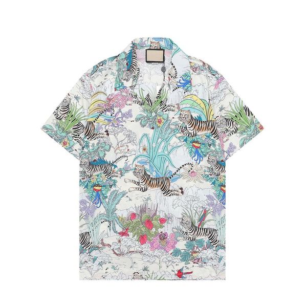 2022 Camisas con estampado de tigre de moda Camisa hawaiana de diseñador para hombre Tops de manga corta Camiseta para hombre Blusa Camisa de talla grande M-3191s