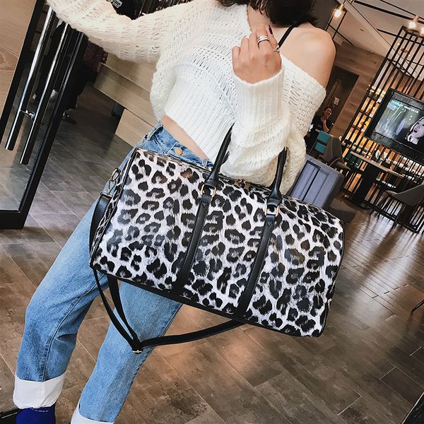 Bolso de viaje a la moda para mujer, bolsa de equipaje de mano con estampado de leopardo, bolsos grandes de fin de semana para pasar la noche, 2022, 249b