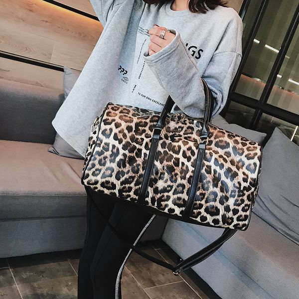 Bolso de viaje de moda 2022, bolso de viaje para mujer, bolso de equipaje de mano con estampado de leopardo, bolsos grandes de viaje para mujer, bolsos de fin de semana para la noche