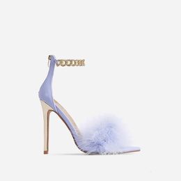 2022 Fashion Wedding Woman's Shoes With Faux Leather Feather Shoes Plus Size 36 to 43 New Design in Spring