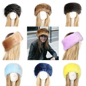 2022 mode hiver épais moelleux bandeau chapeaux pour femmes hommes fourrure bandeau russe fourrure cache-oreilles élastique Turban large chapeaux femme Ski chapeaux accessoires