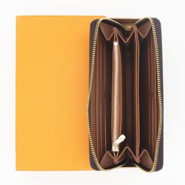 2022 Mode femmes embrayage portefeuille pu cuir portefeuille unique zipper portefeuilles dame dames long sac à main classique avec boîte orange carte 60017