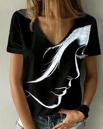 2022 Fashion Women's Abstract Portret Painting T -shirt los