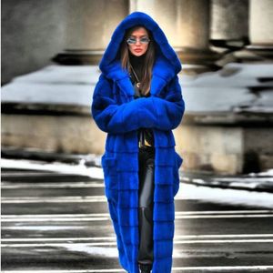 2022 fausse fourrure manteau pour femmes sweats à capuche fourrure épaisse longue fourrure veste mince automne hiver manteaux femmes mode vêtements