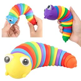 2022 Fidget Toy Slug Game Conged Flexible 3D Slug Joint Curl Relief Stress Angst Sensory For Kids Adult