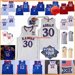 2022 Final Four 4 Kansas Jay Basketball Jerseys NCAA College Ochai Agbaji Gradey Dick Jalen Wilson Bobby Pettiford Jr Harris McCullar