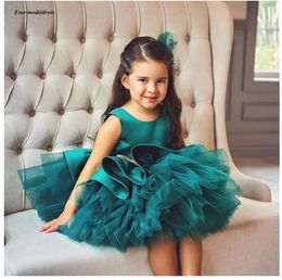 2022 Robes De Fille De Fleur Dentelle Applique Tulle Longue Communion Robe De Bal Petits Enfants Filles Pageant Robes Occasion Formelle B0606X21