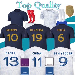 2022 camisetas de fútbol de Francia BENZEMA camisetas de fútbol francés MBAPPE GRIEZMANN POGBA kante maillot kits de pie top Versión FINAL camisa hommes enfants HOMBRES niños conjunto