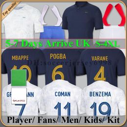 Sets completos del club francés 2024 Jerseys de fútbol de Benzema 2023 Giroud Mbappe Griezmann Saliba Pavard Kante Maillot de Foot Equipe Maillots Kits Kit Women Men Football Camiseta