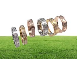 2022 Diamond Titanium en acier en acier Silver Love Men and Women Rose Rose Gold Rings For Lovers Couple Jewelry Gift1144464