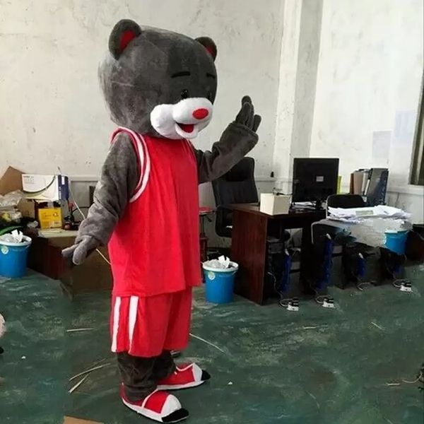 2022 Costume de mascotte d'ours rouge amusant Halloween Noël Fantaisie Fête Personnage de dessin animé Costume Adulte Femmes Hommes Robe Carnaval Unisexe