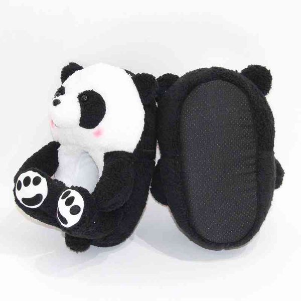 2022 drôle conception Panda femmes pantoufles hiver maison en peluche chaussures diapositives femme intérieur dessin animé animaux ours fourrure pantoufles dames G220730