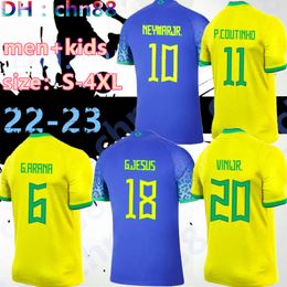 S-4XL 22 23 Voetbalshirts PAQUETA BRAZILIË 2022 2023 BRUNO G. COUTINHO Voetbalshirt JEZUS MARCELO PELE CASEMIRO brasil maillots VINI JR Camisas de futebol Heren Kinderen