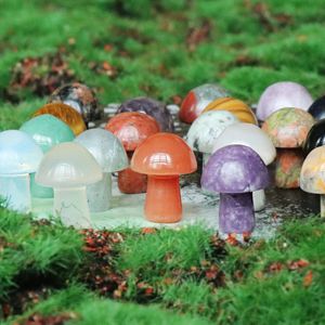 2022 Décorations de jardin Cristal agate pierres semi-précieuses 2CM mini champignon pot de fleur fish tank décoration aménagement paysager FY3884