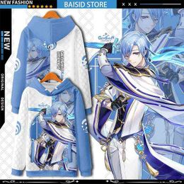 2022 Genshin Impact Kamisato Ayato Cosplay Druk sweatshirt Hoodies voor herfst/winter unisex Harajuku Casual hoodie heren hoodi y220615