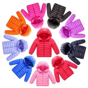 2022 Girls Down Jacket 2-12-jarige meisjes jongens snowsuit jassen herfst mode kinderen kleding kinderen capuchon down bovenkleding jassen J220718