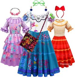 2022 Girls Mirabel Robe Toddler Carnival Party Films Encanto cos Costume Summer Kids Baby Casual Clothes Play Play Clothing G2207588269