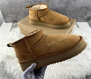 2022 Girls Boots d'hiver dames Snow Boot Real Sheepskin Wool LowCut Chaussures chaudes MAN FEMMES PLUSE BOOTES COURT